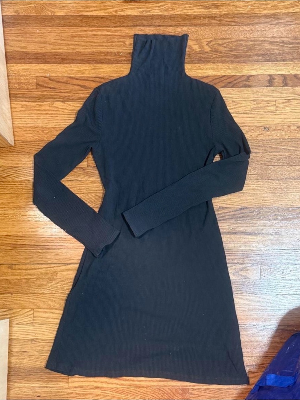 Reformation Black Ribbed Turtleneck Long-Sleeve Dress